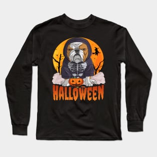 English Bulldog Witch Happy Halloween Long Sleeve T-Shirt